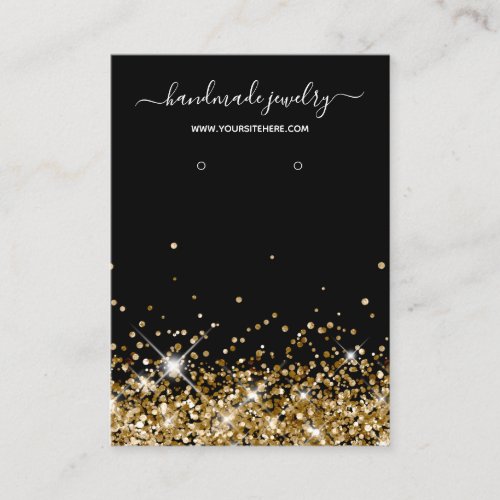 Black and Gold Glitter Signature Earring Display Business Card