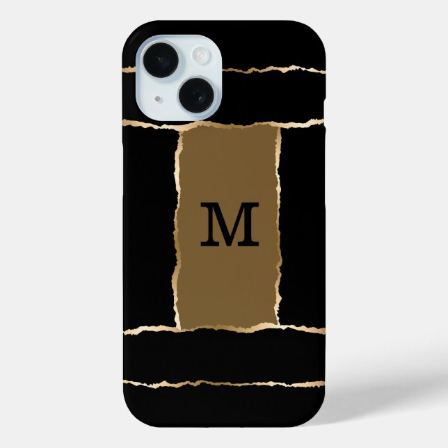 black and gold glitter sparkle pattern monogram Case-Mate iPhone case (Back)