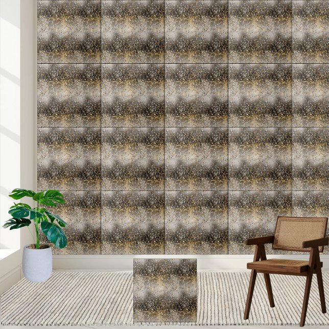 Black and Gold Glitter Sparkle Tile (Black and Gold Glitter Sparkle Tile)