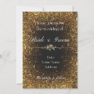 Black and Gold Glitter Wedding Invitation