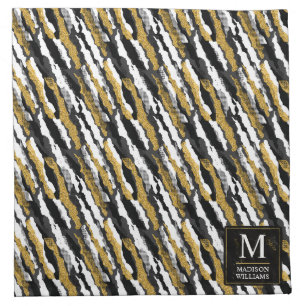Black and Gold Glitter White Animal Zebra Pattern Cloth Napkin