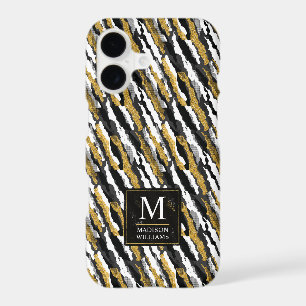 Black and Gold Glitter White Animal Zebra Pattern iPhone 17 Case