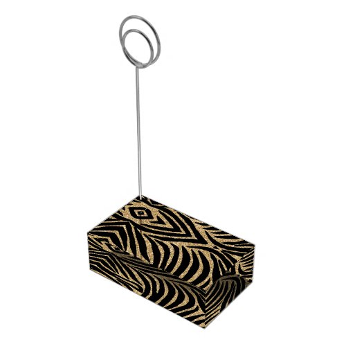 Black and Gold Glitter Zebra Print Place Card Holder