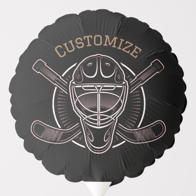 Black And Gold Goalie Mask Balloon (Front)