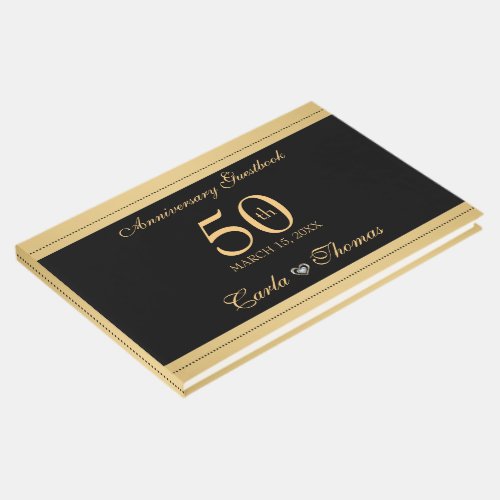 Black And Gold_ Gold Wedding Anniversary Guest Book