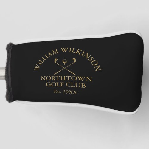 Black And Gold Golf Club And Member Name Golf Head Cover