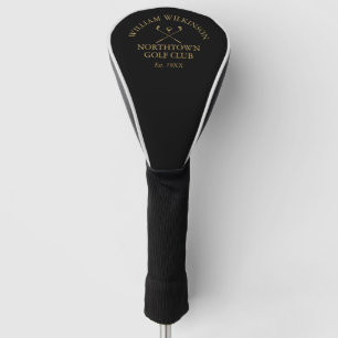 Black And Gold Golf Club And Member Name Head Cover
