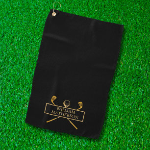 Black And Gold Golf Clubs Personalized Golf Towel