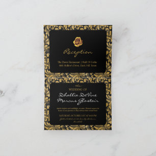 Black And Gold Goth Pattern Invitation