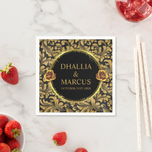 Black And Gold Goth Pattern Napkins