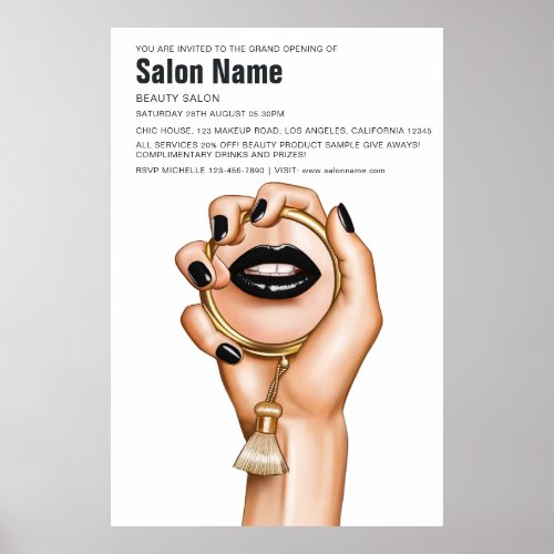 Black and Gold Gothic Beauty Salon Opening Poster