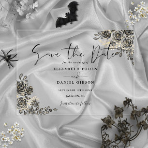 Black And Gold Gothic Floral Wedding Save The Date