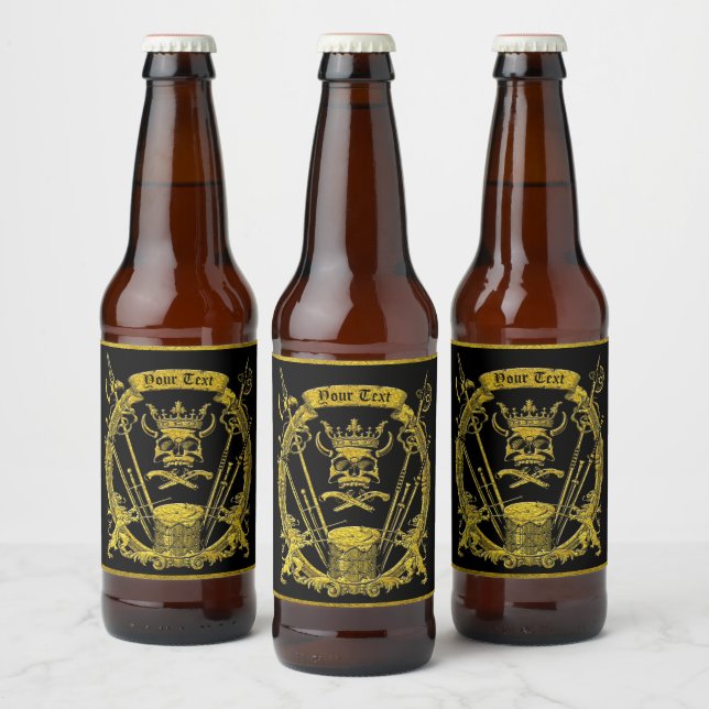 Black and Gold Gothic Tribal Style Beer Bottle Label (Bottles)