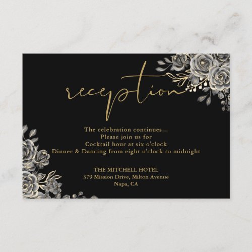 Black And Gold Gothic Wedding Reception Enclosure Card