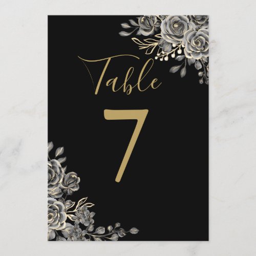 Black And Gold Gothic Wedding Table Number