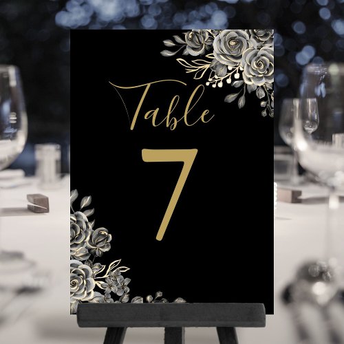 Black And Gold Gothic Wedding Table Number