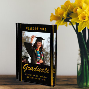 Black And Gold Grad  Graduation 2023 Keepsake Photo Block