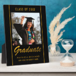 Black And Gold Grad Photo Graduation 20XX Keepsake Plaque<br><div class="desc">An elegant graduation keepsake plaque personalized with the proud graduate photo and details.</div>