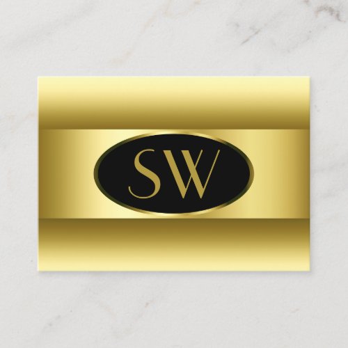 Black and Gold Gradient Monogram Golden Oval Frame Business Card