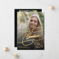 Black and gold graduate script photo graduation announcement | Zazzle