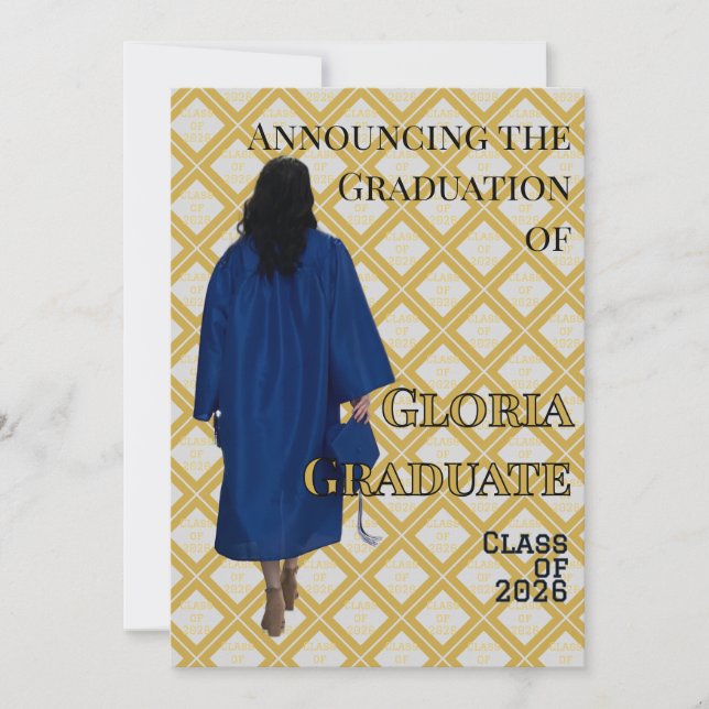 Black and Gold Graduation Announcement Invite (Front)