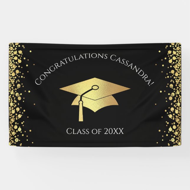 Black and Gold Graduation Banner (Horizontal)