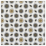 Black and Gold Graduation Cap Pattern Fabric