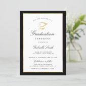 black and gold graduation ceremony invitation (Standing Front)