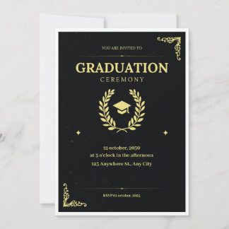 Black and Gold  Graduation Ceremony Invitation