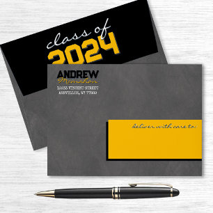 Black and Gold Graduation Chalkboard Envelopes