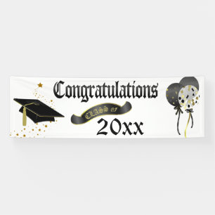 Black and Gold Graduation Class Of Banner