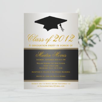 Black and Gold Graduation Invitation | Zazzle