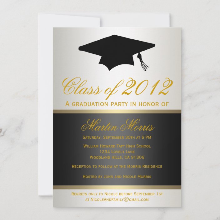 Black and Gold Graduation Invitation | Zazzle.com