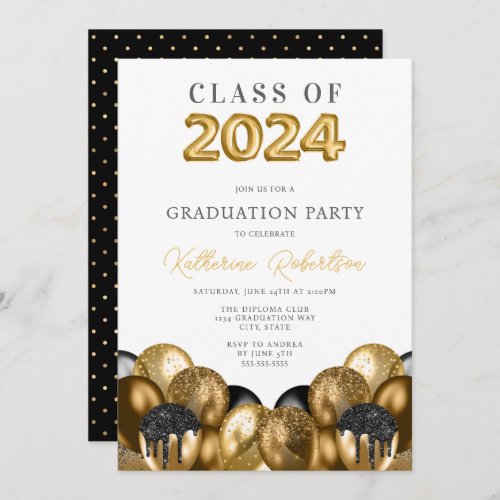 Black and Gold Graduation Invitation