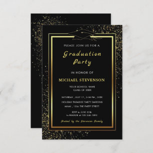 Black and Gold Graduation Invitation Example