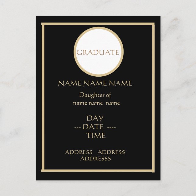 BLACK AND GOLD GRADUATION INVITE (Front)