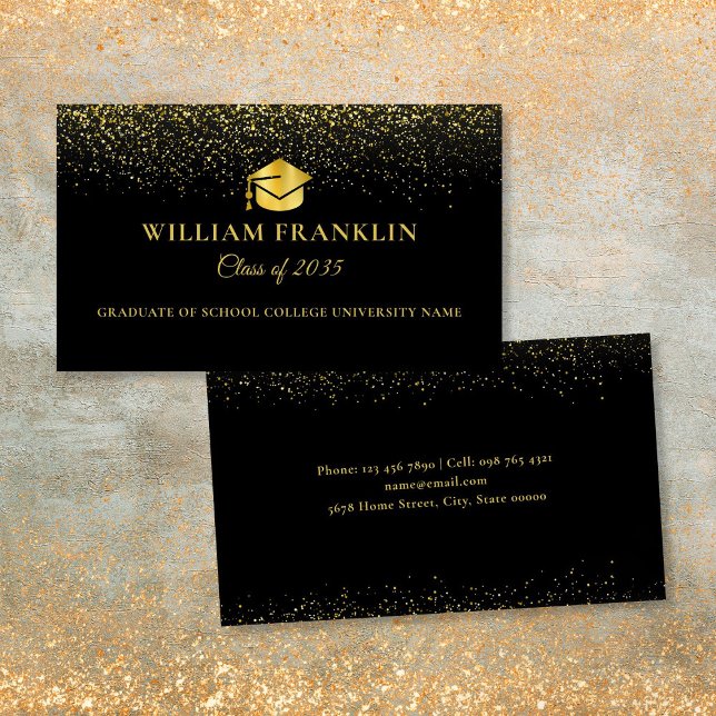 Black And Gold Graduation Name Announcement Card (Black And Gold Graduation Name Announcement Card)