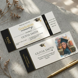 Black and Gold Graduation Party Concert Invite Raffle Tickets
