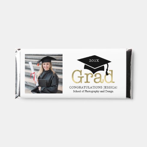 Black and Gold Graduation Party Custom Photo Hershey Bar Favors