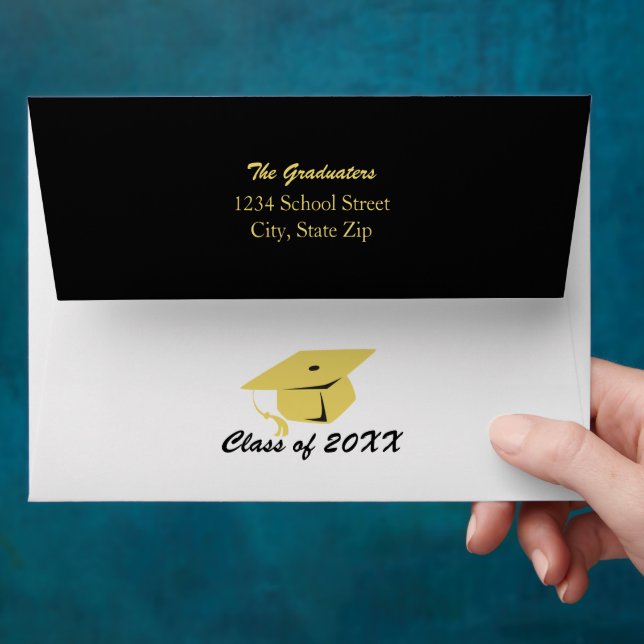 Black and Gold Graduation Party Envelope (Hand)