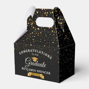 Black and Gold Graduation Party Favor Box