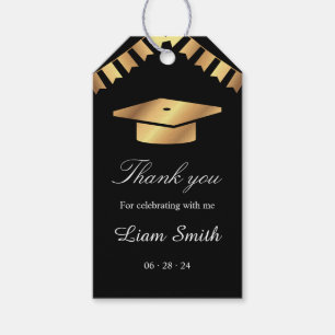 Black and Gold Graduation Party Favor  Gift Tags