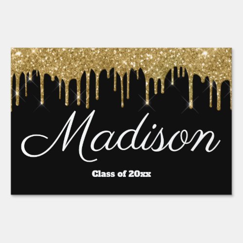 Black and Gold Graduation Party Grad Class of 2024 Sign