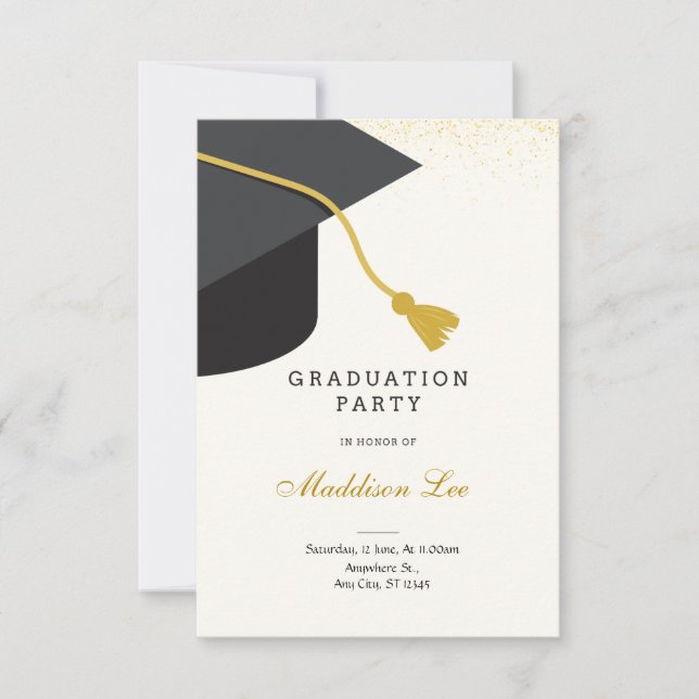 Black and Gold Graduation Party Invitation  (Front)