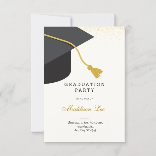 Black and Gold Graduation Party Invitation 