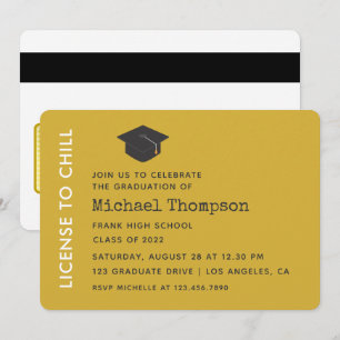 Black and Gold Graduation Party VIP Pass Invitation