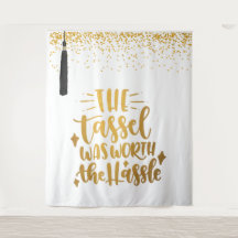 BLACK AND GOLD GRADUATION PHOTO BACKDROP Tapestry