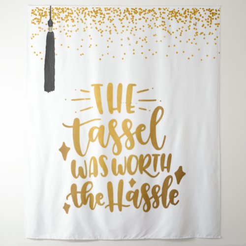 BLACK AND GOLD GRADUATION PHOTO BACKDROP Tapestry