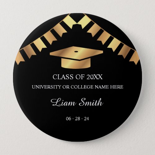 Black and Gold Graduation Souvenir Button
