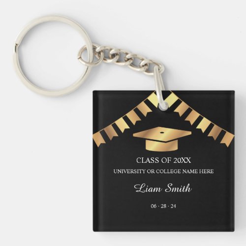 Black and Gold Graduation Souvenir Keychain